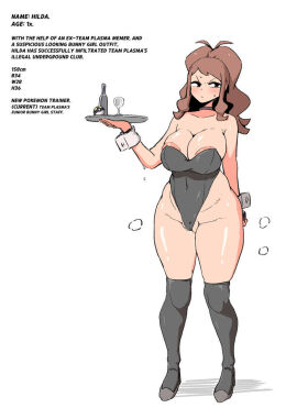 alcohol arm_cuffs barely_covered big_breasts black_outfit breasts bunnysuit choker comic comic_panel disguise embarrassed female high_heels hilda_(pokemon) leotard measurements no_bra no_panties pokeball pokemon ponytail puffy_pussy pussy server solo solo_female solo_focus sweat teenager text thighhighs three_sizes tray ultra_ball undercover visible_areolae visible_pussy_folds waitress white_skin woohyoot young younger_female