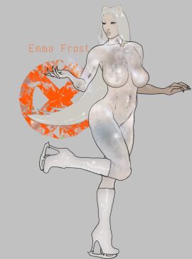 breasts diamond diamond_form emma_frost female large_breasts marvel marvel_comics navel navel_piercing nipples nude nude_female piercing playboyjapan white_queen x-men