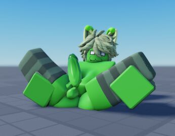 1boy 3d alien ass ass_focus asshole baseplate cat_ears feline femboy green_body green_hair male roblox robloxian self_upload spread_legs svenskii tagme thighhighs