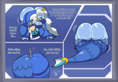 2girls adventure_time angry angry_expression annoyed annoyed_expression anon anonymous_male ass ass-to-ass ass_bigger_than_head ass_on_ass between_butts big_ass big_butt bubble_ass bubble_butt butt butt_bigger_than_head cartoon_character cheesyboy888 crossover crown eastern_and_western_character facesitting fat_ass female gynoid huge_ass huge_butt ice_queen_(adventure_time) long_hair male meaty_ass meaty_butt mega_man merfolk mermaid mermaid_ass mermaid_girl robot robot_girl round_ass round_butt splash_woman tagme video_game_character white_hair