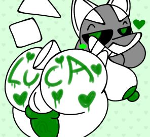 anthro ass balls big_ass big_breasts big_butt blush blush_stickers body_writing bone breasts fur futanari generation_4_pokemon genitals green_penis heart_symbol hi_res intersex looking_at_viewer looking_back looking_back_at_viewer luca_(skeletonhearts) lucario nintendo paint penis pokemon pokemon_(species) presenting presenting_hindquarters skelecario skeleton skeletonhearts smile solo teeth white_body white_fur