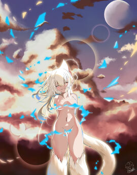 closed_eyes convenient_censoring cute_fang female heiquan kitsune lightning original planet