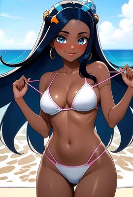 ai_generated beach dark-skinned_female nessa_(pokemon) pokemon tagme video