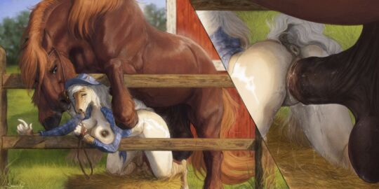 2024 2:1 animal_genitalia animal_penis anthro anthro_on_feral anus areola balls breasts clothed clothing duo equid equine equine_genitalia equine_penis female female_on_feral feral genitals hi_res horse male male/female male_on_anthro mammal nipples penetration penis pussy savannah_(mochalattefox) scarlanya sex tahoe_(stormwx_wolf) vaginal_penetration zoophilia