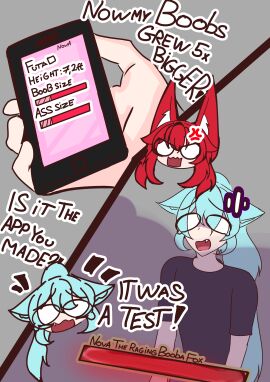 2d 2d_(artwork) angel_[bensukun] ass ass_bigger_than_head ass_expansion attribute_slider bensukun blue_eyes boobjob breast_expansion breast_growth breast_growth_(enlargement) breasts breasts_bigger_than_head breasts_out comic completely_nude cumming female fox fox_ears fox_girl fox_tail growing growth huge_ass huge_breasts huge_cock huge_nipples hyper hyper_ass hyper_breasts male massive_ass massive_breasts massive_butt naked naked_female nova_[bensukun] nude penis red_hair self_upload text text_bubble wolf wolf_boy wolf_ears wolf_tail