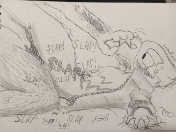 anal anal_penetration anal_sex avian beak bird brawl_stars bull_(brawl_stars) crow_(brawl_stars) descriptive_noise feathers furry gay grabbing_mouth hair hairy_legs hand_on_ground jacket male missionary missionary_position missionary_sex no_color pencil_(artwork) penetration sex sweat text