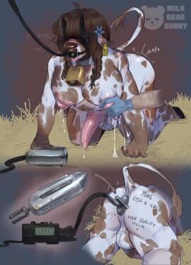 all_fours ambiguous_gender anal anal_sex animal_genitalia animal_penis anthro anthro_penetrated ass backsack ball_gag balls ballsack big_breasts big_butt blindfold bodily_fluids bondage bovid bovine bovine_genitalia bovine_penis breast_milking breast_squeeze breasts brown_body brown_hair cattle clothing collar cowbell cowbell_collar dickgirl disembodied_hand duo electrode electroejaculation electrostimulation erection facial_piercing furry futa/ambiguous futa_penetrated futa_sans_pussy futanari gag gagged genitals gloves gradient_background grey_background hair handwear hi_res horn human intersex intersex/ambiguous intersex_penetrated lactating latex latex_clothing latex_gloves latex_handwear leash lips mammal markings medical_gloves milkbearbunny milking_breasts mimi_(milkbearbunny) multicolored_body nipple_fetish nipple_pinch nipple_play nipples nonbinary_(lore) nose_leash nose_piercing nose_ring nude_anthro nude_futa penetration penis perineum petplay piercing pinch rear_view red_background ring_piercing roleplay simple_background solo_focus spots spotted_body squeezing submissive submissive_anthro submissive_futa submissive_intersex thick_bottom_lip thick_thighs twintails white_body wide_hips