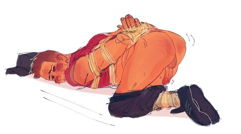 ankles_tied arms_tied arms_tied_behind_back ass ass_up blush bondage boner bottomless erection gay gay_male humiliation lukewarmflukes male male_only pants_down restrained scout_(team_fortress_2) solo solo_male team_fortress_2 tf2 tied_up yaoi