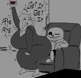 1boy 1girls ass ass_shake barefoot big_ass big_breasts big_hips boss_monster boss_monster_(undertale) breasts chair chubby chubby_female deltarune deltarune_chapter_4 dress eyes_closed female goat head_turned hoodie horns huge_breasts lapdance male meme mooncheez3 open_mouth sans sans_(deltarune) shaking_ass shaking_butt shorts sitting skeleton squint squinted_eyes squinting tagme tail toriel toriel_(deltarune) twerking twerking_with_arm_raised undertale wine wine_glass wink