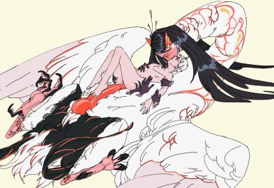2boys anal animal_penis bird_boy black_hair claws completely_nude english_commentary erection feathered_wings feathers french_kiss full_body head_wings human_head inmyeonjo interspecies kissing knotted_penis long_hair lying lying_on_person male male_focus monster_boy multi_arm multi_extremity multi_hand multi_limb multiple_boys multiple_males nude on_back original penis sex short_hair simple_background size_difference tittybat very_long_hair white_feathers white_hair wings yaoi yellow_background