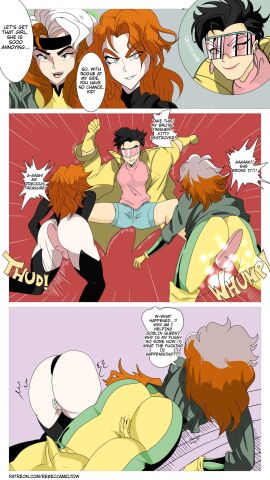 3girls cuntbusting female jubilee marvel marvel_comics rebecca_meltow rogue_(x-men) x-men