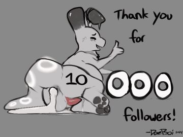 animated anus doeboi furry genitals gesture glowing glowing_markings hand_gesture inflated_belly male male_inflation markings oozing_cum penis presenting presenting_anus rain_world slugcat tapering_penis the_whisperer_(doeboi) thumbs_up