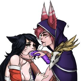 2d 2girls ahri animal_ears bird_ears bird_girl blonde_hair bulge cleavage color colored cute deepthroat dildo dildo_deepthroat dildo_kiss double_dildo double_dildo_deepthroat egirl eyelashes eyeshadow fanart fangs female fox fox_ears fox_girl gagging jadony kemonomimi kissing league_of_legends lipstick long_hair multiple_females multiple_girls nose_piercing oral oral_insertion pale_skin piercing red_hair red_lipstick riot_games rolling_eyes running_mascara runny_makeup saliva saliva_drip slim source_request tagme teenager third-party_edit throat_bulge tongue tongue_out vastaya whisker_markings xayah yellow_eyes yuri