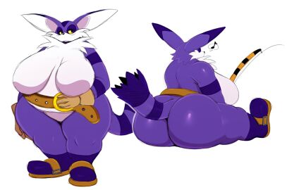 1girls 2010s 2017 2017s 2d animal_humanoid anthro ass belt belt_around_belly big_ass big_butt big_the_cat biggie_(female_big) black_eyes boots breasts clothing crossgender eyelashes felid feline felis female female_focus female_only fishing_pole footwear fur furry furry_female genderswap genderswap_(mtf) huge_ass huge_breasts huge_butt mammal mtf_crossgender musical_note musical_symbol nude overweight overweight_female purple_body purple_fur rule_63 sandals sega shoes simple_background solo sonic_(series) sonic_adventure sonic_the_hedgehog_(series) sssonic2 tail thick thick_ass thick_butt thick_thighs thighs two-tone_body two-tone_fur white_body white_fur wide_hips yellow_sclera