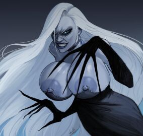 big_breasts blue_skin breasts devil_hs female scar scar_on_face silver_hair solo solo_female thyra warcraft world_of_warcraft