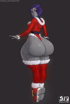 1girls ass big_ass bottom_heavy bubble_ass bubble_butt christmas christmas_outfit dc dc_comics fat_ass female female_only goth goth_girl grey_skin huge_ass ignantastro large_ass looking_back massive_ass purple_eyes purple_hair raven_(dc) solo stardustpapi teen_titans thick_ass thick_thighs wide_hips