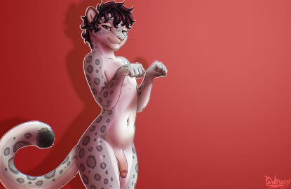 2025 absurd_res anthro artist_name bedroom_eyes black_hair black_tail_tip brown_eyes closed_smile countershade_face countershade_legs countershade_neck countershade_tail countershade_torso countershading dated dipstick_tail felid femboy flaccid genitals grey_body grey_markings grey_spots hair hi_res huge_filesize humanoid_genitalia humanoid_hands humanoid_penis leopard looking_at_viewer male mammal markings mouth_closed multicolored_body narrowed_eyes navel nude pantherine paw_pose pawprincess penis pink_nose pinup portrait pose red_background seductive short_hair simple_background slim smile smiling_at_viewer snow_leopard solo spots spotted_body spotted_markings spotted_tail tail tail_markings text three-quarter_portrait three-quarter_view whiskers white_body white_countershading wide_hips