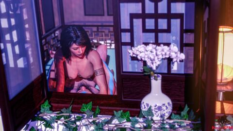 1boy 1girls 3d age_difference athletic athletic_female avatar_legends beard brown_hair cowgirl_position dark-skinned_female dark_skin female female_on_top korra kthulusfm_(artist) male night nude older_male older_male_and_younger_female penis riding riding_penis sex student tattoo teacher teacher_and_student tenzin the_legend_of_korra younger_female