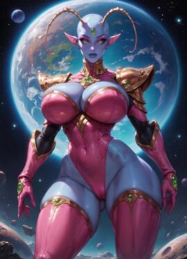 3_eyes ai_animation ai_generated ai_video alien_girl antennae athletic_female bald_female big_lips black_sclera blue_lipstick bouncing_breasts cameltoe cleavage curvy_female galaxy gloves green_eyes high_quality huge_breasts la'zooli_la'pys leotard looking_at_viewer moonchild41 no_sound original_character outer_space pauldrons pink_eyeshadow planet pointy_ears smiling_at_viewer spacecraft spaceship swaying_hips tagme thick_thighs thigh_high_boots video walking_towards_viewer wide_hips