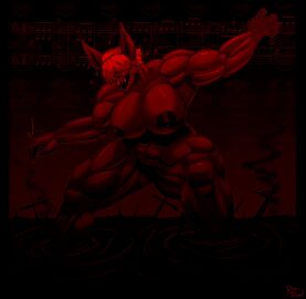 athletic athletic_female bat_ears bat_girl breasts drydude female huge_breasts monster_girl muscular muscular_female sharp_teeth