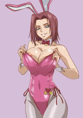 breasts bunny_girl bunnysuit censored code_geass female kallen_stadtfeld kyabakurabakufu large_breasts red_hair short_hair