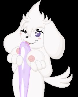 animated anthro balloon breast_play breasts canid canine canis domestic_dog female fur inflatable kiara_(kiaradog) licking live2d mammal purple_eyes smurli solo tongue white_body white_fur