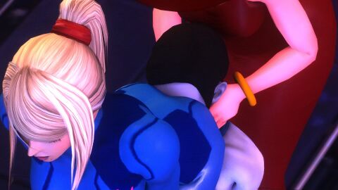 3d anilingus_through_clothes animated cunnilingus_through_clothes female kishi mario_(series) metroid moaning no_sound pauline samus_aran video wii_fit wii_fit_trainer