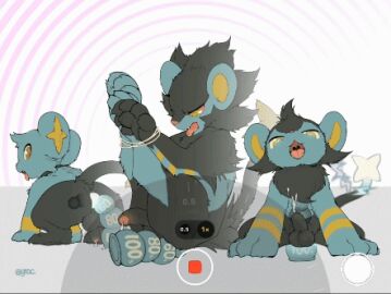 anal anal_plug animal_humanoid animated buttplug feral generation_4_pokemon group humanoid kemono low_res luxio luxray male male/male nintendo plug_(sex_toy) pokemon pokemon_(species) sex_toy shinx trio yrac