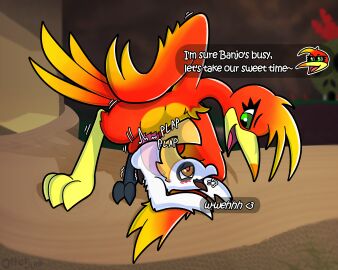 5:4 absurd_res anal avian balls banjo-kazooie beak bird breegull cockatoo duo english_text feathers feet feral feral_only futanari genitals hi_res internal intersex kazooie male male/male otterjunk outside parrot penetration plant rareware robin_(otterjunk) rule_63 sex size_difference smaller_penetrated tagme tail tail_feathers talons text toes tree wings