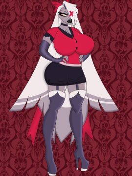 1girls 2024 angel_girl ass big_ass big_breasts bimbo bimbo_body bimbo_lips bimbofied breasts cleavage fallen_angel female fingerless_gloves grey-skinned_female grey_hair grey_skin hair_over_one_eye hairbow hands_on_hips hazbin_hotel high_heel_boots high_heels hourglass_figure latina long_hair mastzer21 moth_girl moth_humanoid thick_ass thick_lips thick_thighs thighhigh_boots vaggie_(hazbin_hotel) very_long_hair vivienne_medrano vivziepop wide_hips