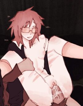 big_clitoris bite_marks clitoris cuntboy cuntboy/male english_text glasses intersex pale_skin pubic_hair pussy randal_ivory randals_friends ranfren scars sealcuntnyon text vaginal_penetration