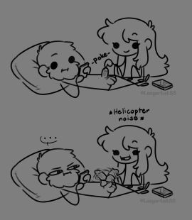 1boy 1girls beard black_and_white cellphone couple couple_(romantic) female female_artist funny lazyartistzz no_sound original original_character partially_clothed pillow side_eye smile source_request text using_phone wholesome wholesome_nudity wholesome_sex