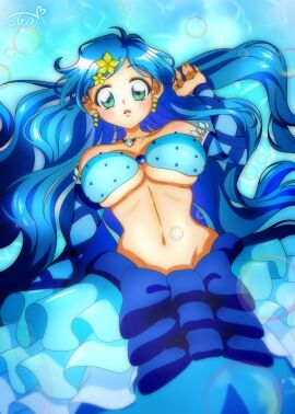 1girls big_boobs big_breasts blue_dress blue_eyes blue_hair boobs bra breasts cute dress earrings female half_naked hanon_hosho konbutare large_boobs large_breasts large_tits light-skinned_female light_skin long_hair merfolk mermaid mermaid_melody_pichi_pichi_pitch princess solo_female star_earrings young younger_female