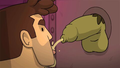 2boys 2d 2d_animation animated balls bara big_balls big_penis erection gay green-skinned_male green_body green_skin grizzlygamerdev male male/male male_focus male_only male_pubic_hair masculine_male orc orc_male peeing penis piss_drinking pissing_in_mouth pubic_hair robin_morningwood robin_morningwood_(character) solo_male urine yaoi