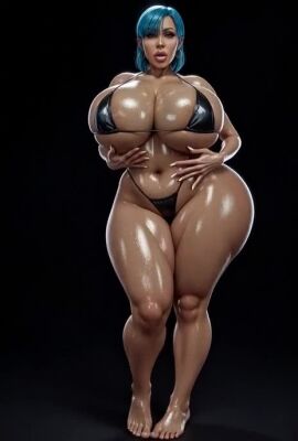 ai_assisted ai_generated alternate_breast_size alternate_version_available big_breasts bimbo blue_eyes blue_hair breasts bulma_briefs curvy dragon_ball female gigantic_breasts hand_on_hip heart lips milf naked niduscharger saliva seductive tagme thick_thighs video voluptuous