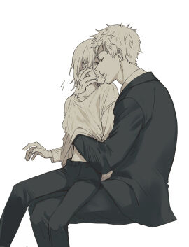 all_for_one bite bite_mark brother brother/brother closed_eyes dubious_consent face_grab gay incest kissing male male/male my_hero_academia questionable_consent sitting_on_another sitting_on_lap suit surprise surprised tongue tongue_out yaoi yoichi_shigaraki