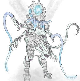 1girls 4_arms alien alien_biology alien_girl alien_humanoid armor bangs bangs_over_eyes big_breasts black_lips blue_innards brain breasts carapace chitin chitin_armor clawed_fingers claws digitigrade digitigrade_heels digitigrade_legs exposed_brain exposed_breasts exposed_nipples exposed_pussy fangs female female_focus female_only functionally_nude functionally_nude_female glowing glowing_markings grey_body grey_skinned_female heeled_hooves high_heeled_feet high_heels hips hooved_digitigrade hooves large_breasts lips monster monster_girl mothfuzz145 multi_arm multi_limb nipples no_eyes norn_emissary original original_character psychic psychic_powers pussy sharp_teeth shell solo solo_female spikes spikes_(anatomy) spiky_shell steaming_body stinger_(anatomy) stinger_tail tail technically_nude teeth_visible tentacle tentacle_hair thick_lips thick_thighs thighs tyranid vertebreak_(mothfuzz145) warhammer_(franchise) warhammer_40k wide_hips