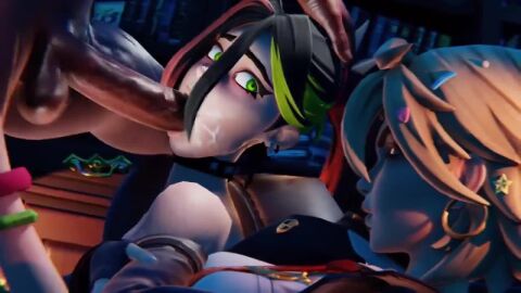 1boy 2girls 3d 3d_(artwork) 3d_animation 3d_background after_cum after_orgasm animated balls ballsack big_penis black_hair blonde_female blonde_hair blowjob book bookshelf bouncing_balls bracelet bracelets choker clothed_female completely_nude completely_nude_female completely_nude_male continue_after_cum crossed_arms cum cum_on_face cum_on_mouth dark-skinned_male dark_penis deep_blowjob deepthroat ear_piercing earrings epic_games eyeliner faceless_male fellatio female fortnite fortnite:_battle_royale fucking_mouth glowing_eyes green_eyes green_hair hair_ornament hands_on_head helsie_(fortnite) joni_(fortnite) jtopau light-skinned_female light_skin looking_at_another looking_back looking_back_at_another makeup male male/female moan moaning moaning_on_cock necklace necktie nude nude_female nude_male oral oral_sex penis penis_in_mouth ponytail random_tide randomtide red_hair red_necktie sex sliding_down_throat sound sound_effects staressva sucking sucking_penis tagme three-tone_hair tied_hair unseen_male_face video video_game_character video_games waiting waiting_for_turn white_shirt