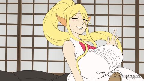 3girls animated animation big_belly big_breasts blonde_hair centaur centorea_shianus female_pred lamia monster_musume_no_iru_nichijou struggling_prey tagme the-fudgeman video vore vore_belly