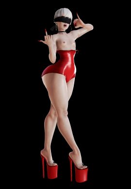 1boy 3d acrylic_nails ass big_ass bimbo bimbo_femboy bimboi black_background blindfold choker covered_eyes eyewear faggot femboy femboy_only flat_chest foot_fetish high_heels honey_select hoop_earrings hoop_earrings_oversized ihateasuka illusion_soft legs light-skinned_male light_skin long_nails male male_only nier:_automata nier_(series) nipples one-piece_swimsuit open_toe_heels open_toe_shoes pale-skinned_male pale_skin platform_heels short_hair side_ass side_butt solo stripper_heels studio_neo swimsuit white_hair yorha_9s