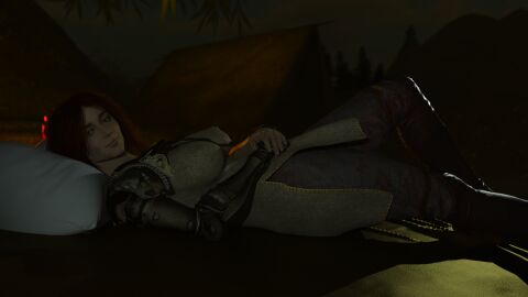 1girls 3d bandai_namco elden_ring female fromsoftware gold_eyes millicent_(elden_ring) prosthesis red_hair