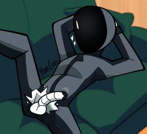 1boy 1x_tech 2024 advertising arms_behind_head background balls bodysuit cartoony cel_shading commercial couch cute exposed_balls exposed_penis faceless faceless_character faceless_male grey_bodysuit heart itamigao laying laying_down laying_on_back laying_on_couch lifting_leg male male_only metallic_body motion_lines neo_beta non-human penis pinup presenting_balls presenting_penis relaxed robot robot_boy robot_humanoid screen_face seductive self_upload signature solo solo_focus solo_male toony torn_bodysuit torn_clothes white_body zipper