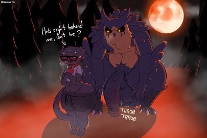 2024 angry anthro ass avian axo_(axoarts) axoarts balls beak bell bell_collar big_ass big_balls big_butt big_penis bird black_beak black_body black_bottomwear black_clothing black_eyewear black_feathers black_glasses black_shorts blush blush_lines bodily_fluids bottomwear claws clothed clothing collar crop_top digital_media_(artwork) domestic_cat duo ear_piercing english_text eyewear feathers felid feline felis full_moon fur genitals glasses grass grey_body grey_ears grey_fur grey_tail hi_res huge_cock looking_at_another male mammal moon multicolored_body multicolored_feathers murex_(pastelitikiwi) nervous night nude onomatopoeia orange_body orange_feathers outside owl penis piercing plant red_clothing red_collar red_crop_top red_shirt red_topwear shirt shorts size_difference sound_effects standing sweat tail text thick_thighs three-quarter_view throbbing throbbing_penis toe_claws topwear tree two-tone_body two-tone_feathers vein veiny_penis were wereowl whiskers white_clothing white_crop_top white_eyes white_toe_claws white_topwear