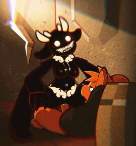 1boy 1girls 2025 2d_animation animated anthro anthro_on_anthro anthro_only anthro_penetrated anthro_penetrating anthro_penetrating_anthro biped black_body bouncing_breasts breasts canid canine claws cowgirl_position creature creepy demon digital_media_(artwork) duo female female_on_top female_penetrated finger_claws from_front_position fur furry furry_only genitals horn loop male male/female male_on_bottom male_penetrating male_penetrating_female mammal nipples on_bottom on_top open_mouth orange_body orange_fur penetration penile penile_penetration penis penis_in_pussy pussy scary scary_face sex skashi95 topwear topwear_only vaginal_penetration white_pussy