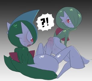 1boy 1girls accurate_body_type ass assjob blush breasts buttjob cock_between_ass female gallade gardevoir humanoid humanoid_genitalia imminent_sex looking_back male no_breasts penis pokemon pokemon_(species) pokemon_dppt pokemon_rse pokémon_(species) rcsebud small_breasts surprised surprised_expression