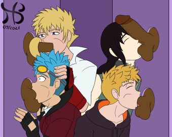 2024 2d 2d_(artwork) 4boys 8boys artist_logo assisted_fellatio assisted_sex balls balls_sucking big_penis black-haired_male black_fingerless_gloves black_hair black_hoodie blonde-haired_male blonde_hair blonde_male blowjob blue-haired_male blue_eyes blue_hair brunette_male chocolate_and_vanilla closed_eyes clothing dark-skinned_male dark_skin dated deepthroat fellatio fingerless_gloves gay glory_hole goggles_on_head hair_length_difference hand_on_head hiastobasement_(artist) hoodie human human_only interracial jaune_arc lie_ren light-skinned_male light_skin long-haired_male long_hair male male/male male_only neptune_(rwby) oral oral_sex penis penis_only rwby short-haired_male short_hair spiky_hair sun_wukong_(rwby) tail_around_penis tailjob testicles unseen_male_face yaoi