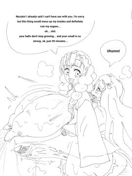 artist_request big_penis breasts curvy demon demon_slayer female futa_on_female futanari giant_breasts giant_penis imminent_fellatio imminent_penetration imminent_sex intersex kamado_nezuko kanroji_mitsuri kimetsu_no_yaiba lactation nervous_expression nervous_smile nervous_sweat penis slayer sweat