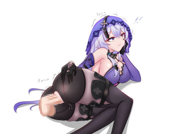 1boy 1girls anal anal_access anal_only anal_only_panties anal_sex anus anus_cutout ass backless_panties big_ass big_breasts black_swan_(honkai:_star_rail) breasts caelus_(honkai:_star_rail) covered_pussy deep_penetration detached_sleeves devil4826 disembodied_penis english_text female female_focus gloves headdress hole_in_pants honkai:_star_rail looking_at_viewer male male/female male_penetrating_female penis penis_in_ass purple_eyes purple_hair pussy sex shirt short_shorts shorts stockings straight text thigh_boots veil