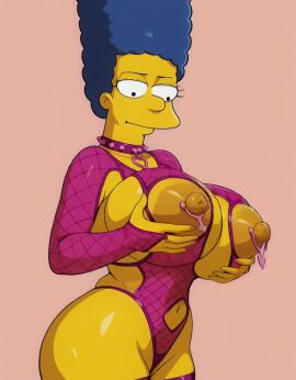 1girls 20th_century_studios absurd_res absurdres ai_generated animated bare_hips big_nipples black_eyes blue_hair bodysuit bouncing_breasts breast_play breasts bridal_gauntlets cleavage_cutout collar cowboy_shot cutout female female_only grabbing_breasts grabbing_own_breast hand_on_breast huge_breasts jiggle jiggling_breasts looking_at_breasts looking_down marge_simpson mature_female milf navel navel_cutout nipple_cutout nipple_piercing nipples no_sound pink_clothing revealing_clothes simple_background sleeves solo spiked_collar standing tagme the_simpsons thighhighs tight_clothing video wide_hips yellow_skin