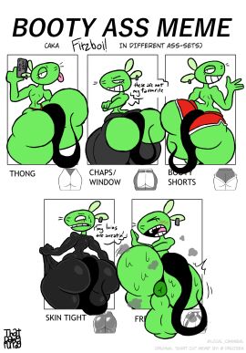 12_oz._mouse 12_oz_mouse adult_swim anthro anus ass big_ass big_butt blush bodily_fluids booty_ass_meme bottomwear bubble_ass bubble_butt cartoon_network chaps clothing clothing_pull crossed_arms curvy_figure ear_piercing ear_ring english_text eyelashes femboy fitzboi fur green_body green_fur grin gun half-closed_eyes hi_res holding_gun holding_object holding_ranged_weapon holding_weapon hotpants huge_ass huge_butt latex latex_clothing latex_skinsuit looking_at_butt looking_at_viewer male mammal mouse mouse_fitzgerald murid murine musk narrowed_eyes piercing puffy_anus ranged_weapon rear_view red_bottomwear red_clothing red_hotpants red_thong red_underwear ring_piercing rodent shorts signature skinsuit small_waist smile sweat sweaty_ass sweaty_butt text thatdawgmurray thick_thighs thong tight_clothing tongue tongue_out toony underwear weapon whiskers white_trim wide_hips windows_3d_movie_maker